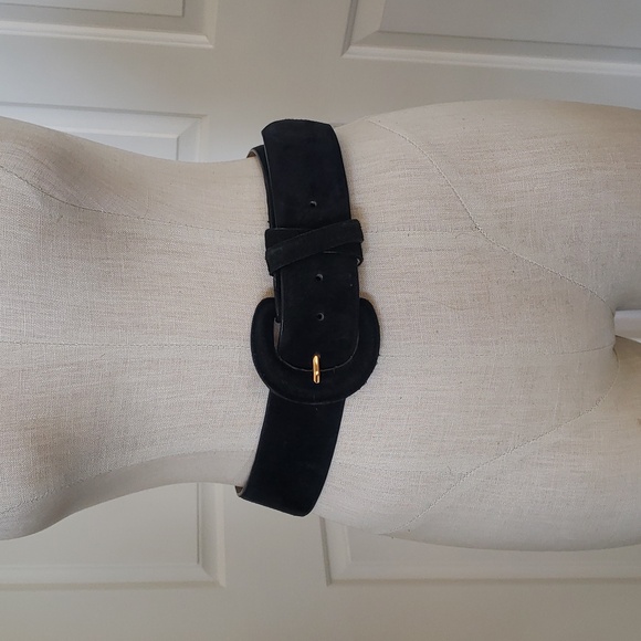 Vintage Wide Black Suede Leather Belt - Picture 5 of 8